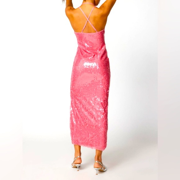 Urban Outfitters Harley Pink Sequin Halter Dress - Picture 3 of 10